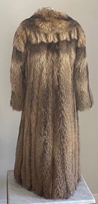 Neiman Marcus Tanuki raccoon full skin fur coat, $450.00, original