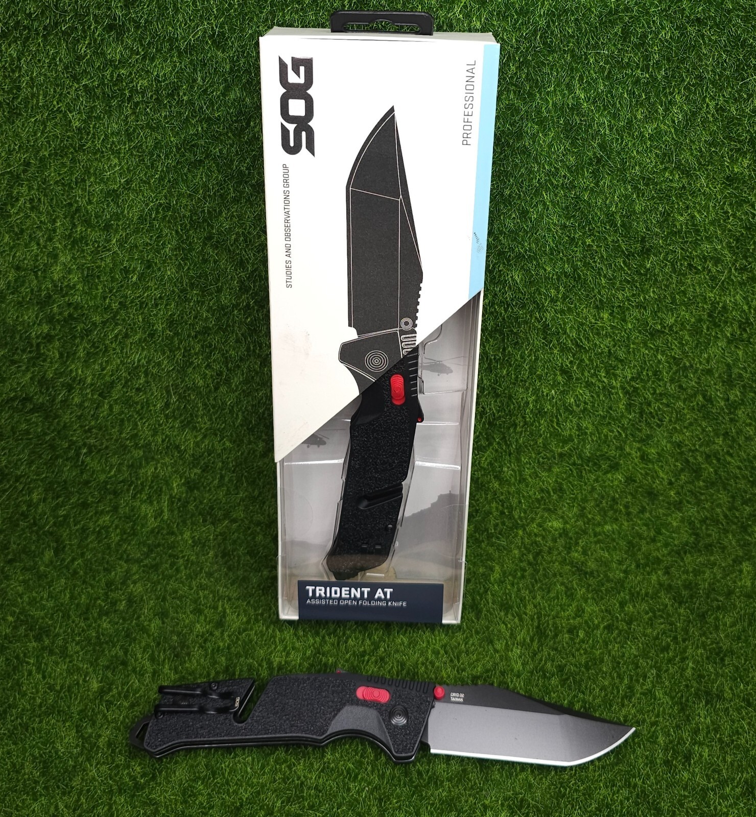 SOG Trident AT Black/Red 3.7" Assisted Folding Knife D2 Tant