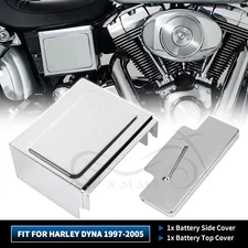Chrome Metal Battery Top + Side Cover For Harley Dyna Low Rider Wide Glide FXDWG