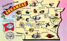 Arkansas State Map Batesville Camden Pine Bluff Jonesboro Vtg Postcard E24