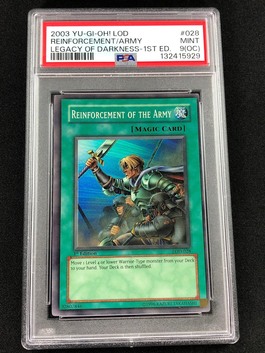 Yugioh Misprint 2003 Reinforcement Of The Army 1st LOD-028 PSA 9
