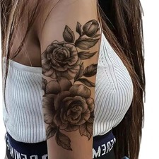 Realistic Flower Temporary Tattoo Black Rose Waterproof Long Lasting Fake Tattoo