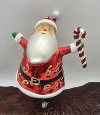 Whimsical Blown Glass Skating Santa Candy Cane