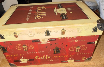 Coastal design art motion caffe espresso cardboard storage box