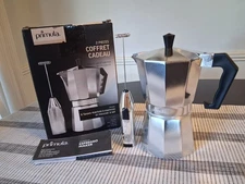 NEW Silver Chrome PRIMULA Stovetop 6 Cup Espresso Coffee Maker and Milk Frother