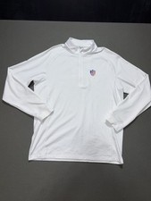 Levelwear Men's White Americana Quarter Zip Pullover USA Shield Logo Large
