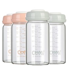 Wide Neck Glass Breastmilk Collection n Storage Bottle, 4 Packs, 8oz with Scr...