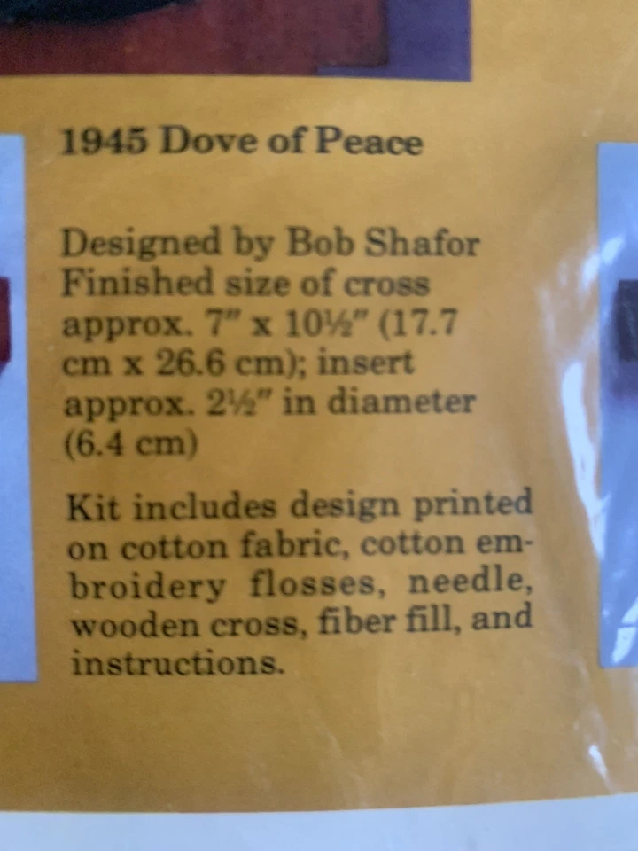 Dove of Peace with Wooden Cross Vintage Crewel Kit NIP 7x10.5 Stained Glass Look - Image 4 of 4