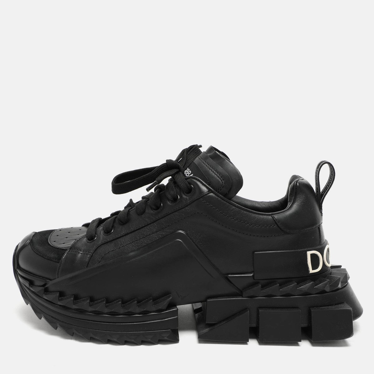 Dolce & Gabbana Black Leather and Rubber Super King Low Top
