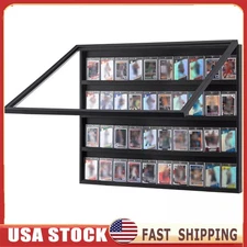 36 Graded Sports Card Display Case Lockable Baseball Card Collectible Cabinet US