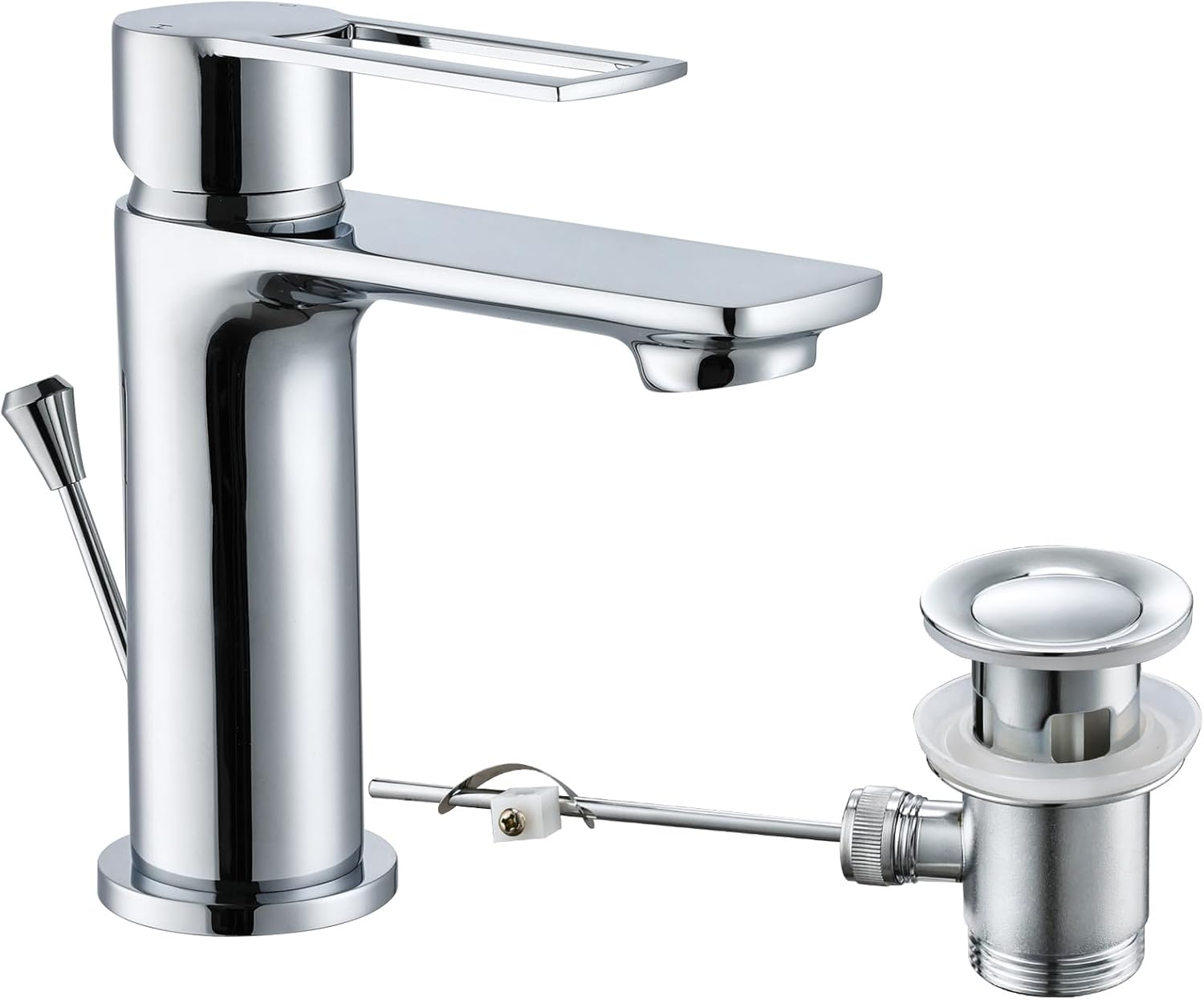Basin Taps with Pop up Waste, Modern Basin Mixer Tap Bathroom Sink Taps Mono Si
