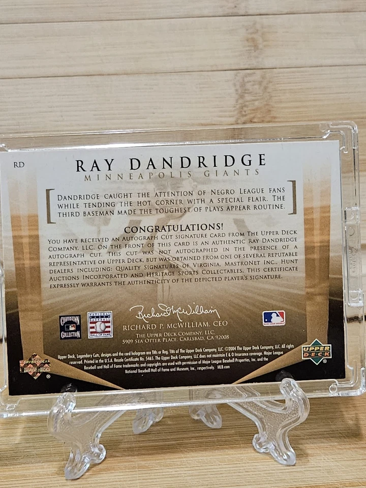 2004 SPx Upper Deck Ledendary Cuts Ray Dandridge Negro H.O.F. Signed/Cut Check - Image 2 of 2