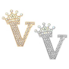 Letter Brooch Pins, Alphabet V Lapel Badges Pin, Gold / Silver
