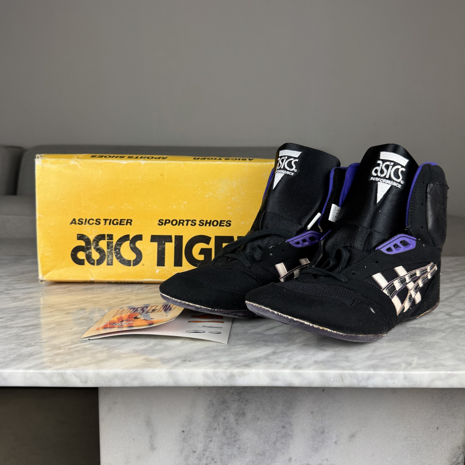 New 1992 Vtg Asics Lyteflex Wrestling Shoes 11.5 Purple Black White Rare JN31