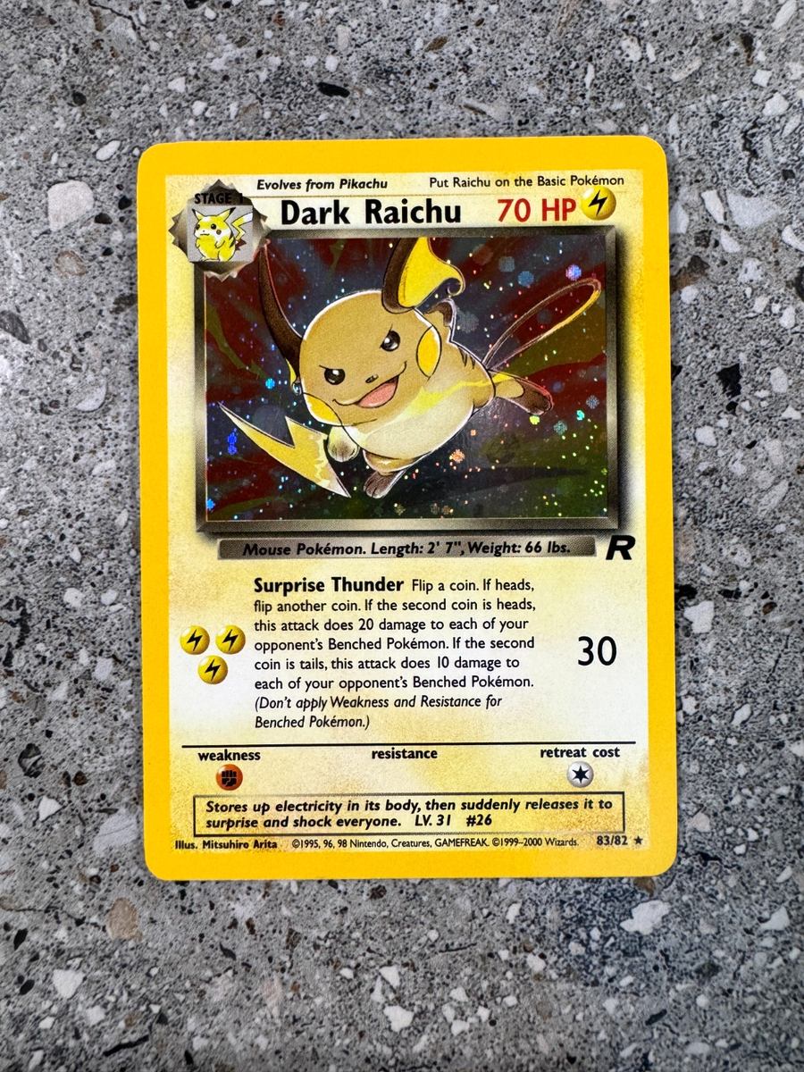 Dark Raichu 83 Holo わるいライチュウ ☆ Rocket Pokemon TCG Cards Dark Raichu 83/82 Team Rocket Secret Rare Holo