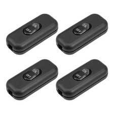 Inline Cord Switch On-Off DPST Lamp Light Rocker Switch AC 250V 6A Black 4pcs
