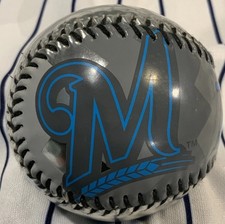 Balón de béisbol de recuerdo Rawlings 2013 gris plata azul Milwaukee Brewers
