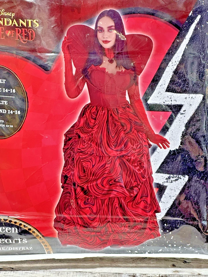 Descendientes 4 Rise of Red REINA DE CORAZONES Adulto XL 14-16 Disfraz Halloween Foto 2 de 4