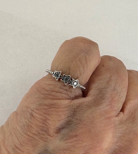 Pandora 925 Sterling Silver Ring Celestial Stars CZ Size 48 1.63 grams NWOT