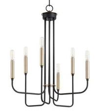Quorum International 630-6 Hope 6 Light 18"W Chandelier - Noir / Aged Brass
