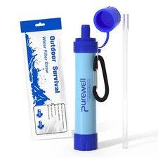Purewell Outdoor Water Filter Personal Filtration Straw Emergency Survival Gear