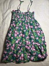 JANIE AND JACK Leilani Hibiscus Green Floral Smocked Sundress Youth Size 10