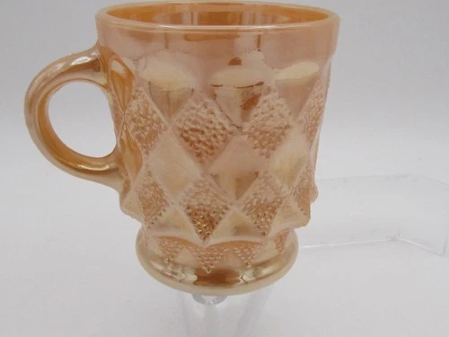 Vintage Anchor Hocking Fire King Kimberly Diamond Coffee Cup Mug Burnt orange