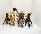 Vintage Western Marx 60mm Brown /Yellow Cowboys, Horses, Saddle, 11 Plastic Toys
