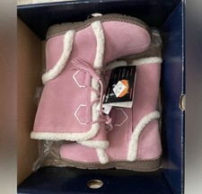Lands' End G Faux Sherling with Tassels Pink Kids Boots with Cream Accents Girl