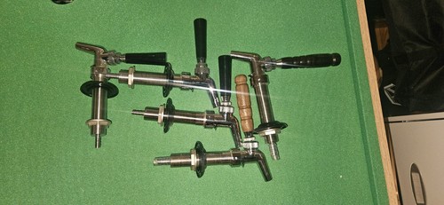 Lot of 5 Perlick 630ss  Beer Faucets with Stainless Steel shanks, homebrew draft