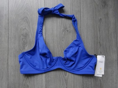 NEU MIT ETIKETT - M&S MARKS & SPENCER BÜGEL-BIKINI-OBERTEIL IRISBLAU GRÖSSE UK 38D