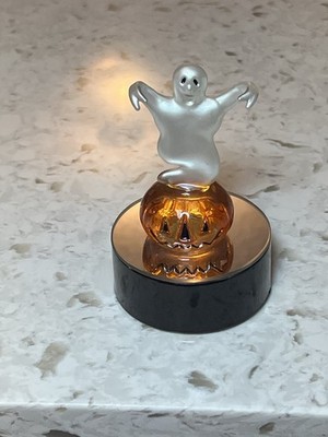 LaVori Original Halloween Elegant Glass Lights Up Ghost Jack-o-lantern Works