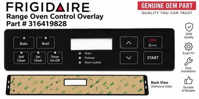 NEW OEM Frigidaire 316419828 Range Oven Control Overlay Black Touchpad