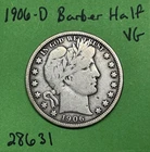 1906 D Barber Half Dollar 90% Silver VG  Very Good See Pictures