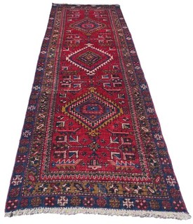 Genuine Hand Knotted Antique Tribal Hareez Wool Area Runner Rug 8 x 3 Ft