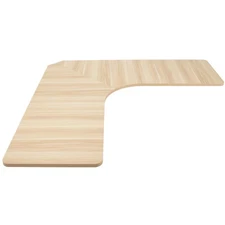 VIVO Light Wood 71x71 inch Curved Corner Table Top for Sit to Stand Desk Frames
