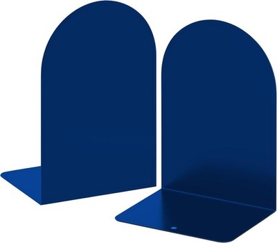 Elegant Metal Book Ends Set - Polished Blue Finish for Stylish Organization