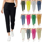 Women's Italian Comfy Ladies Stretchy Casual Pants Pocket Trouser for Running