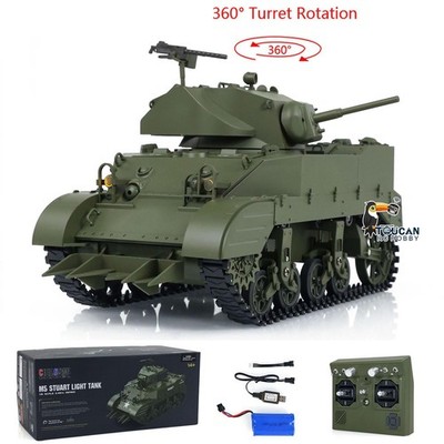 Big Sale Heng Long1/16 M5A1 Stuart VI RTR RC Tank Model 360°Rotate Turret  Sound