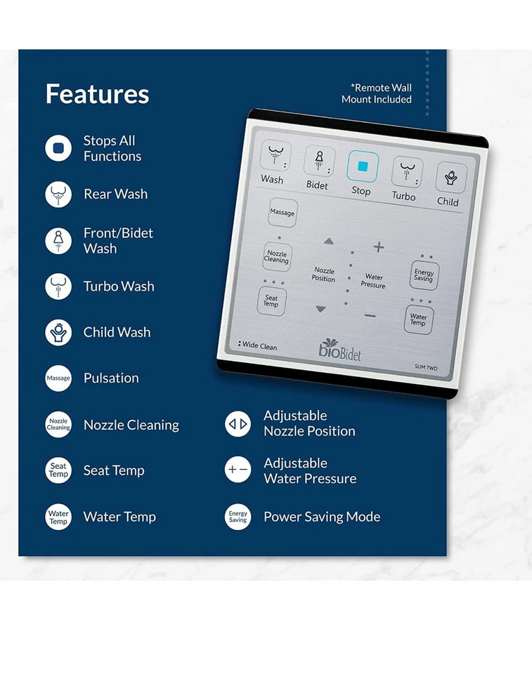 Bio Bidet Slim 2 Electric Bidet ROUND Toilet Seat Remote Heated Seat NEW - Image 3 of 4