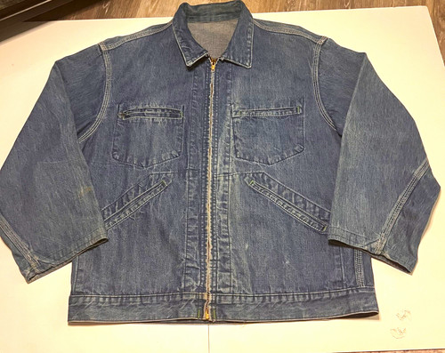 OshKosh B'gosh, Vtg 1960s OshKosh BGosh Zip Front Denim Work Jacket Union Made Talon Size XL