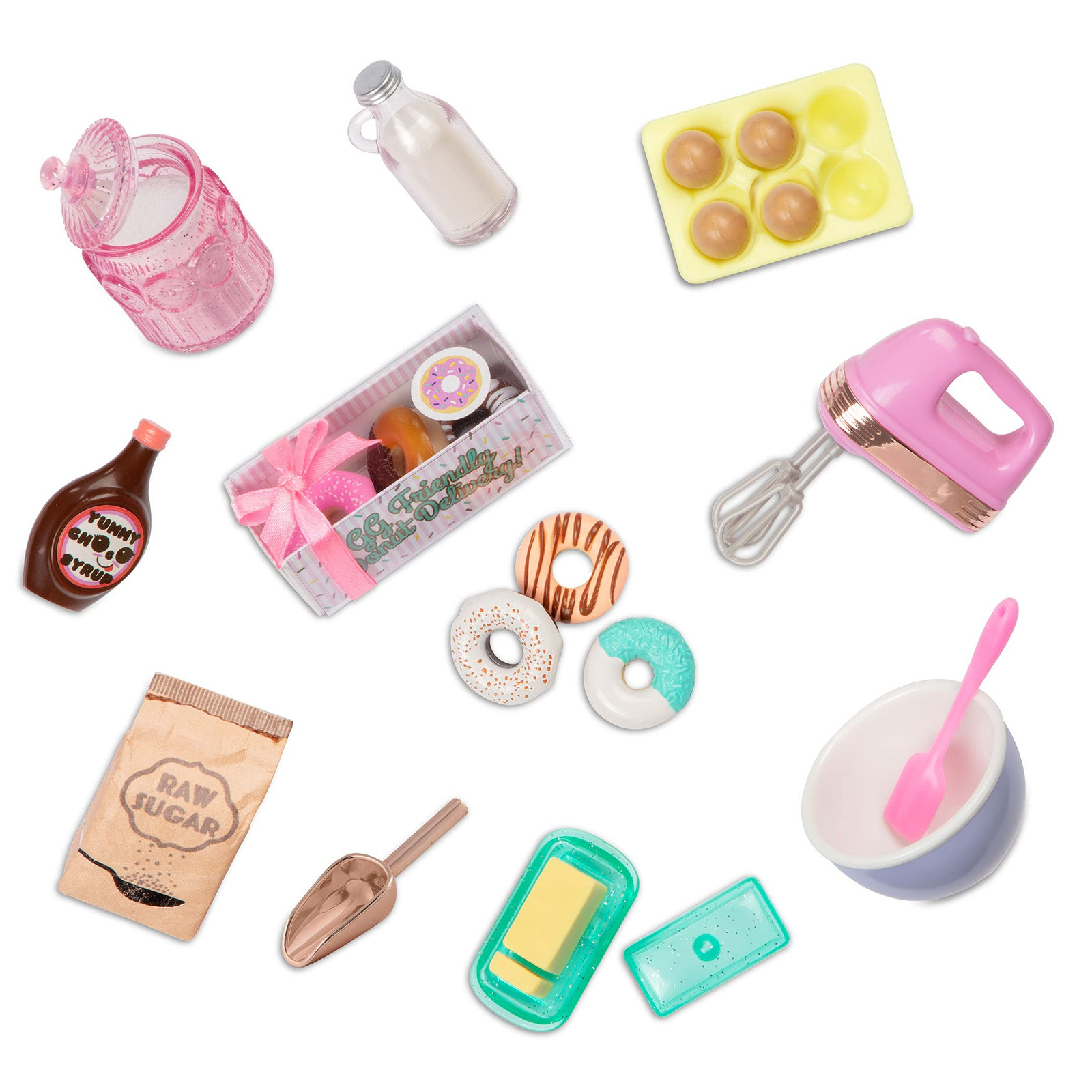 14-inch Doll Donut Baking Set with Play Food, Mixer, and Kitchen Accessories