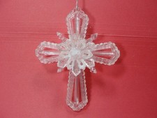 Vintage Christmas Ornament Clear Cross