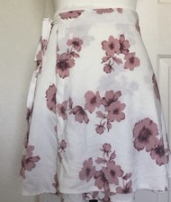 Brandy Melville White Floral Genevieve Skirt Cotton Blend Wrap Ballerina Style