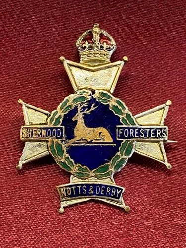WW1/2 Silver Enamel Notts Derby Regiment Sherwood Foresters Sweetheart Brooch