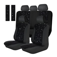 Bling Car Velvet Seat Cover for Women Breathable Full Set Vehicle Seat