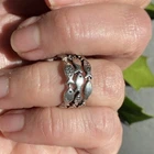 Sterling Silver Vintage Modernist Fish Cuff Band Ring Size 6 Adjustable