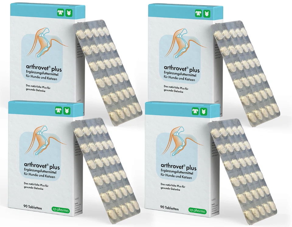 CP-PHARMA Arthrovet plus 4 x 90 Tabletten mit Grünlippmuschel Teufelskralle Gelenke Hund