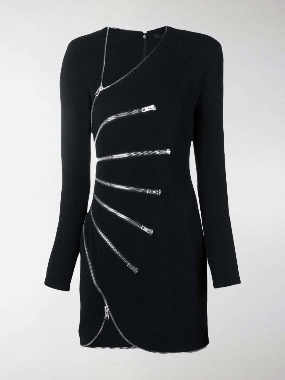 Mini abito Alexander Wang Sunburst nero manica lunga 6 etichette piccole incl
