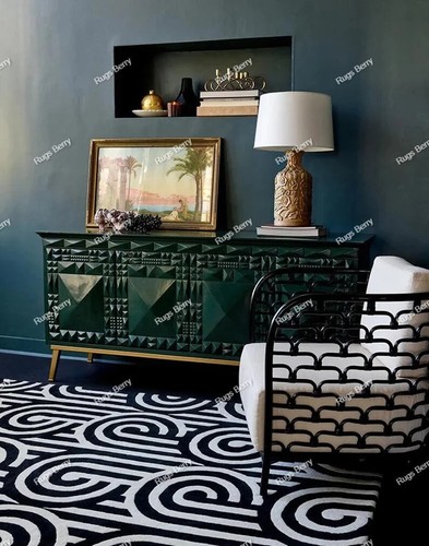 Alfombra de lana hecha a mano acolchada alfombra para estar 100 % habitación dormitorio moderna - Imagen 5 de 10